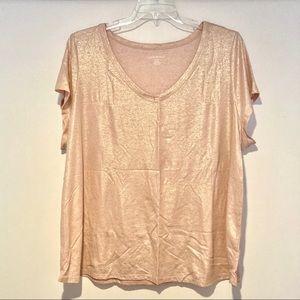NWOT Lane Bryant Pink Champagne Shimmer V-Neck Tee Womens Plus Size 22/24